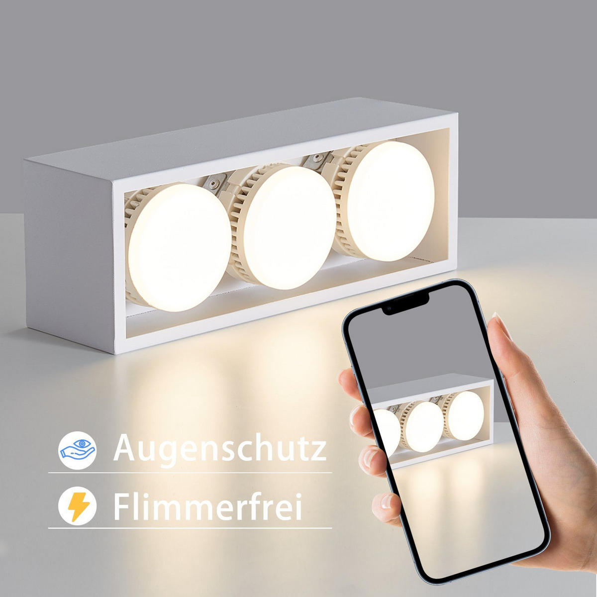 LED-DECKENLEUCHTE Harmonie 3-flammig 30/10/8 cm - Weiß, Metall (30/10/8cm) - Nettlife