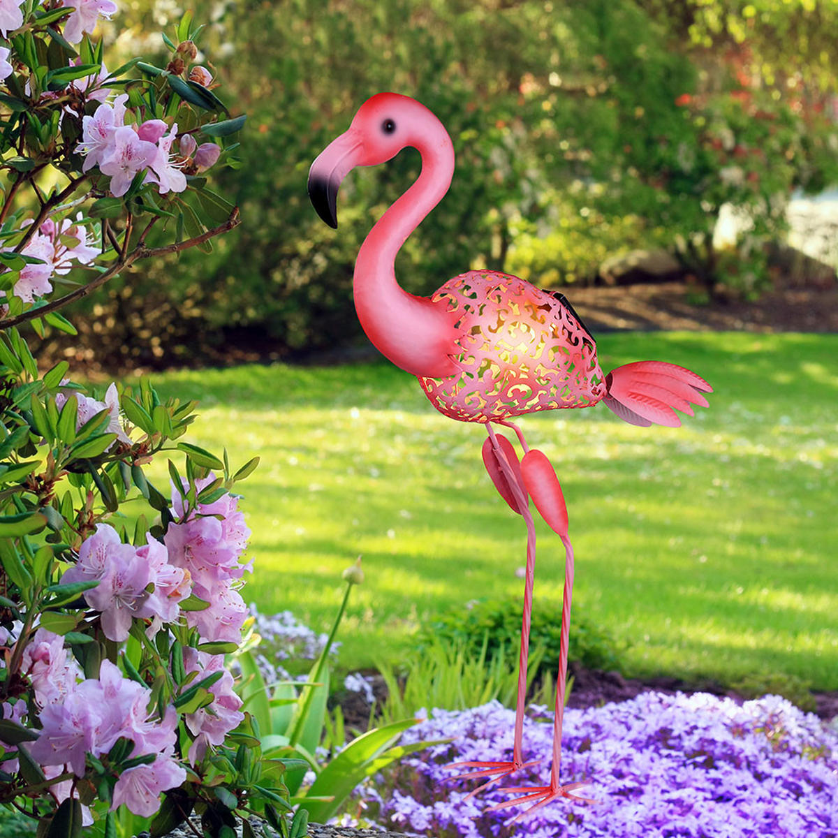 LED AUSSENLEUCHTE Vogel Rosa - Rosa, Metall (34/16/74cm) - Globo Lighting