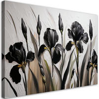 WANDBILD schwarze iris blumen abstraktion - Schwarz, Textil (60/40cm) - Feeby