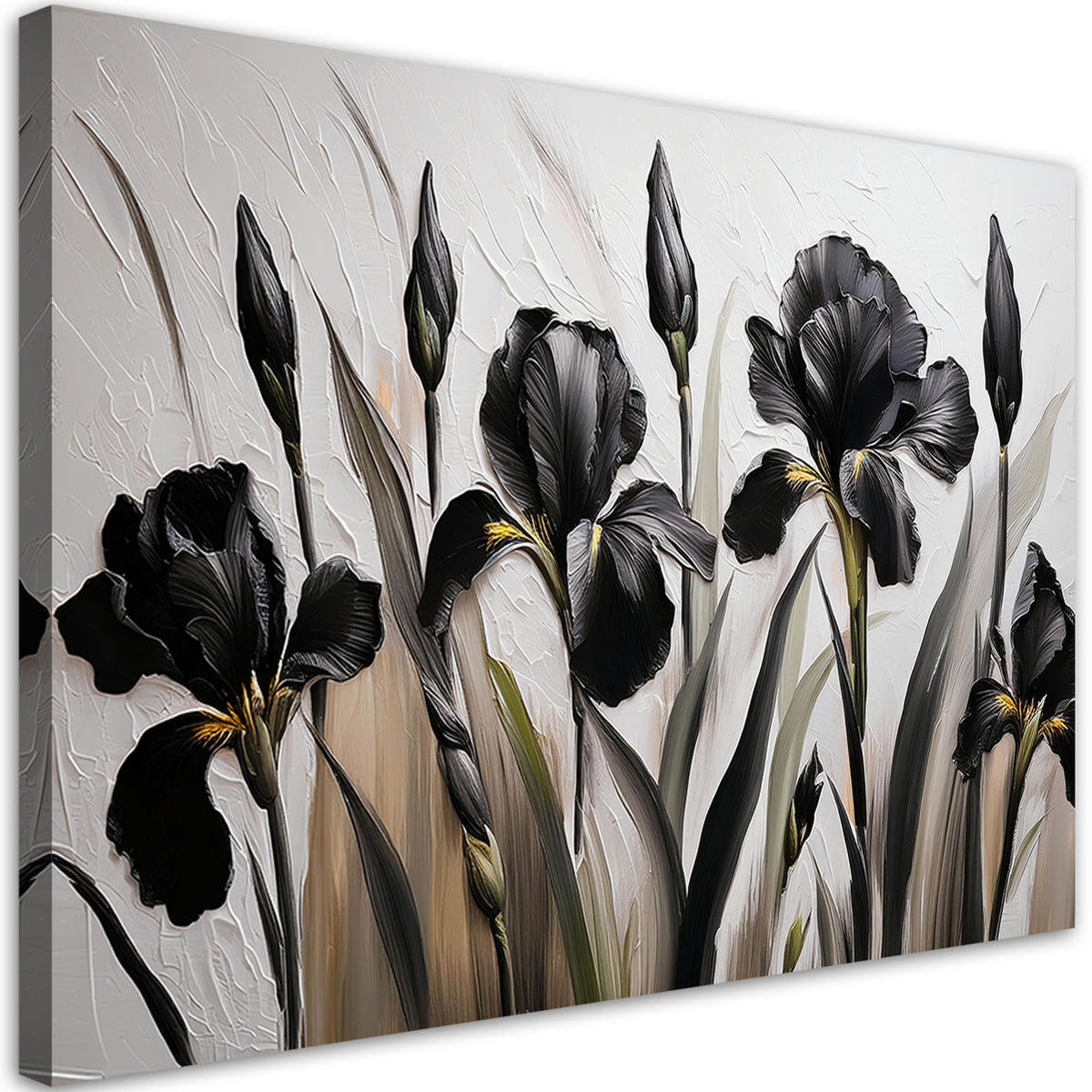WANDBILD schwarze iris blumen abstraktion - Schwarz, Textil (60/40cm) - Feeby