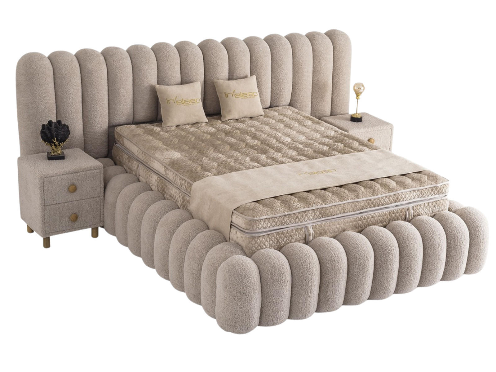 POLSTERBETT Marsel 120x200 Beige - Beige, Textil/Metall (120/200cm) - Villa Möbel