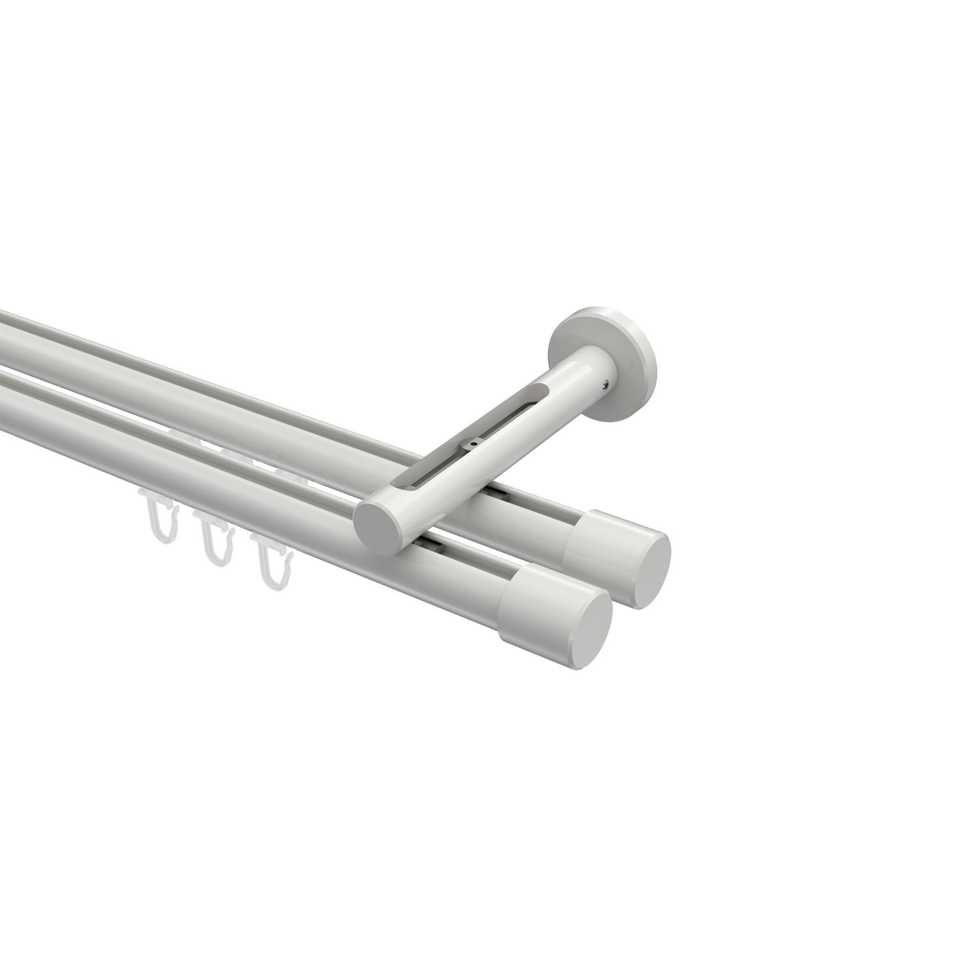 INNENLAUF-GARDINENSTANGEN-SET Siteno Santo 480 cm (geteilt in 3 x 160 cm), 2-läufig, 20 mm Ø Weiß - Weiß, Metall (480cm) - INTERDECO