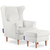 OHRENSESSEL STRALIS mit Sitzhocker, Weiss - Weiß, Textil (82/108/80cm) - KONSIMO®