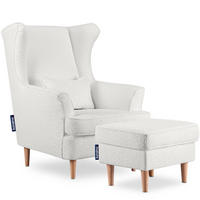 OHRENSESSEL STRALIS mit Sitzhocker, Weiss - Weiß, Textil (82/108/80cm) - KONSIMO®