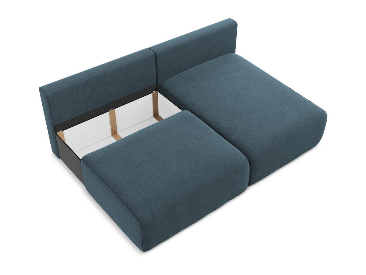 ECKSOFA mit Schlaffunktion rechts Strukturstoff Stoff Blau - Blau/Pink, Kunststoff/Textil (210/149cm) - Makamii