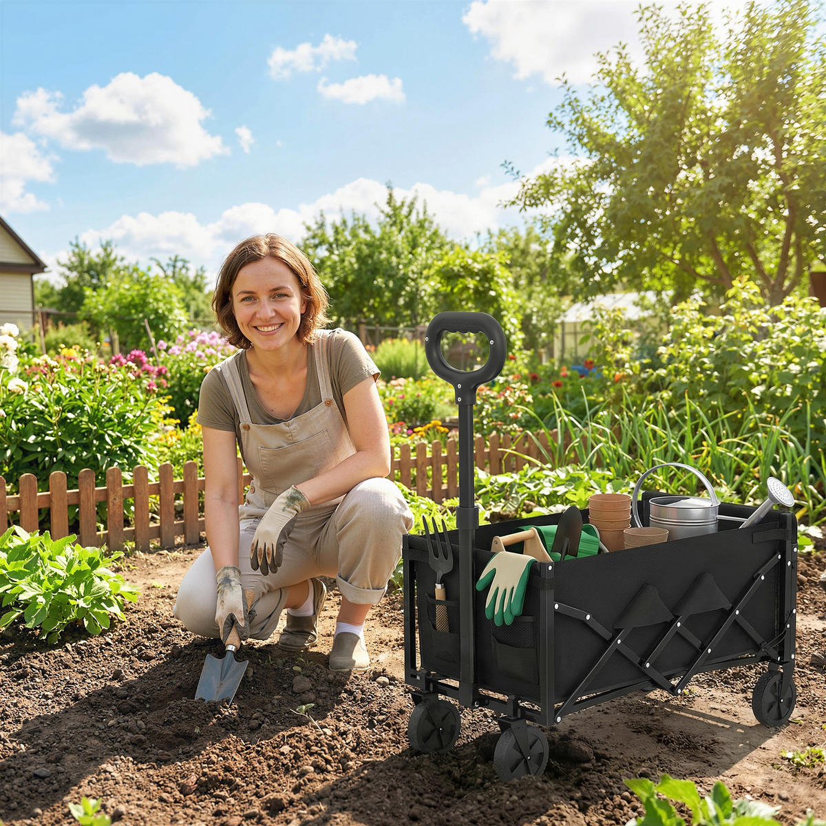 GARTENWAGEN DE-10541 Schwarz - Schwarz, Metall (45/86/71cm) - ComfortXL