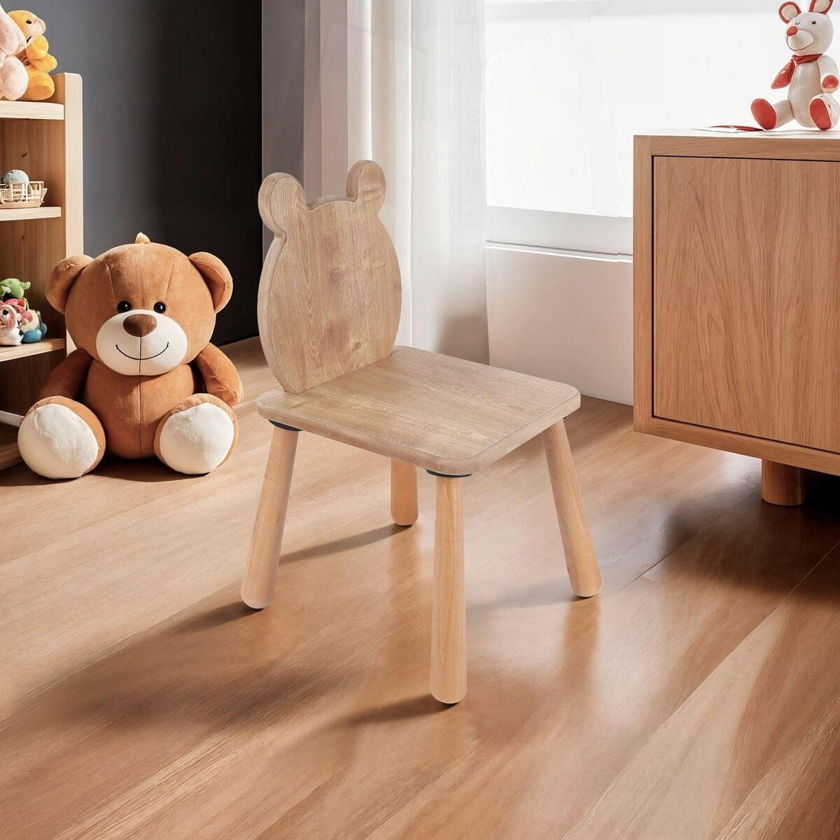 KINDERSTUHL mit bärenlehne 30/30/55 cm - Eichefarben, Holzwerkstoff (30/55/31cm) - Calicosy