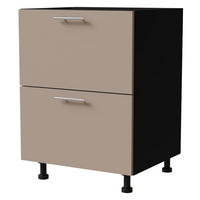 SCHUBLADENUNTERSCHRANK Brerra D2A/60/1A Korpus schwarz / Front RAL 1019 graubeige Matt 60 / 50 / 82 cm - Graubraun/Schwarz, Holz/Holzwerkstoff (60/82/50cm) - Feldmann-Wohnen