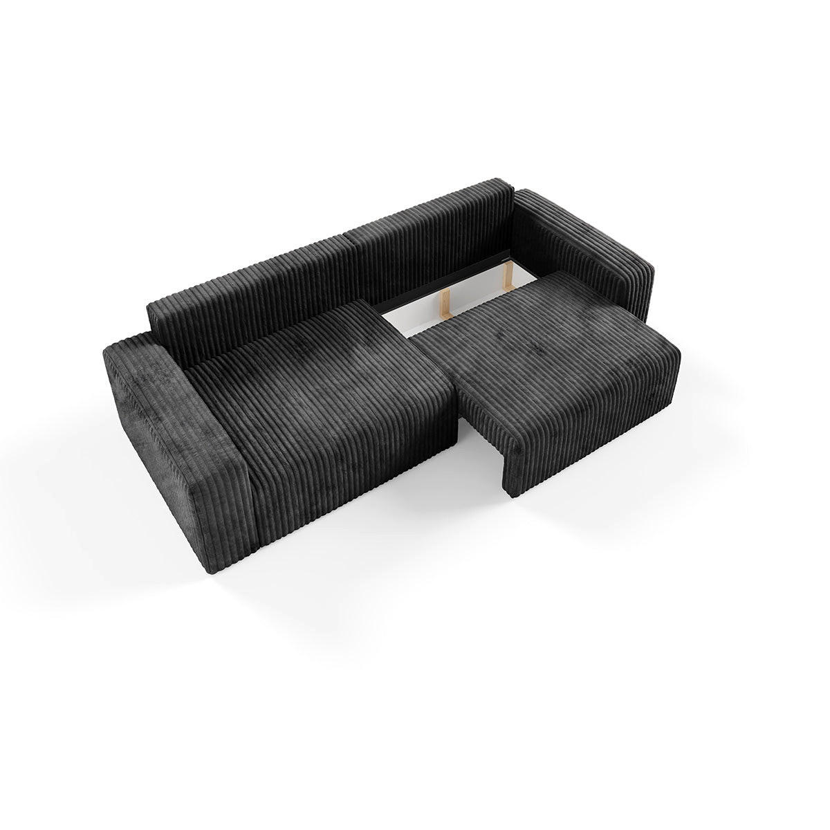 SOFA Angela 3 Sitzplätze Schwarz - Schwarz, Holz (252/86/105cm) - Petits-meubles