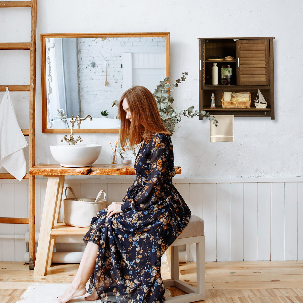 HÄNGESCHRANK - Dunkelbraun, Holz (62/66/20cm) - Relaxdays