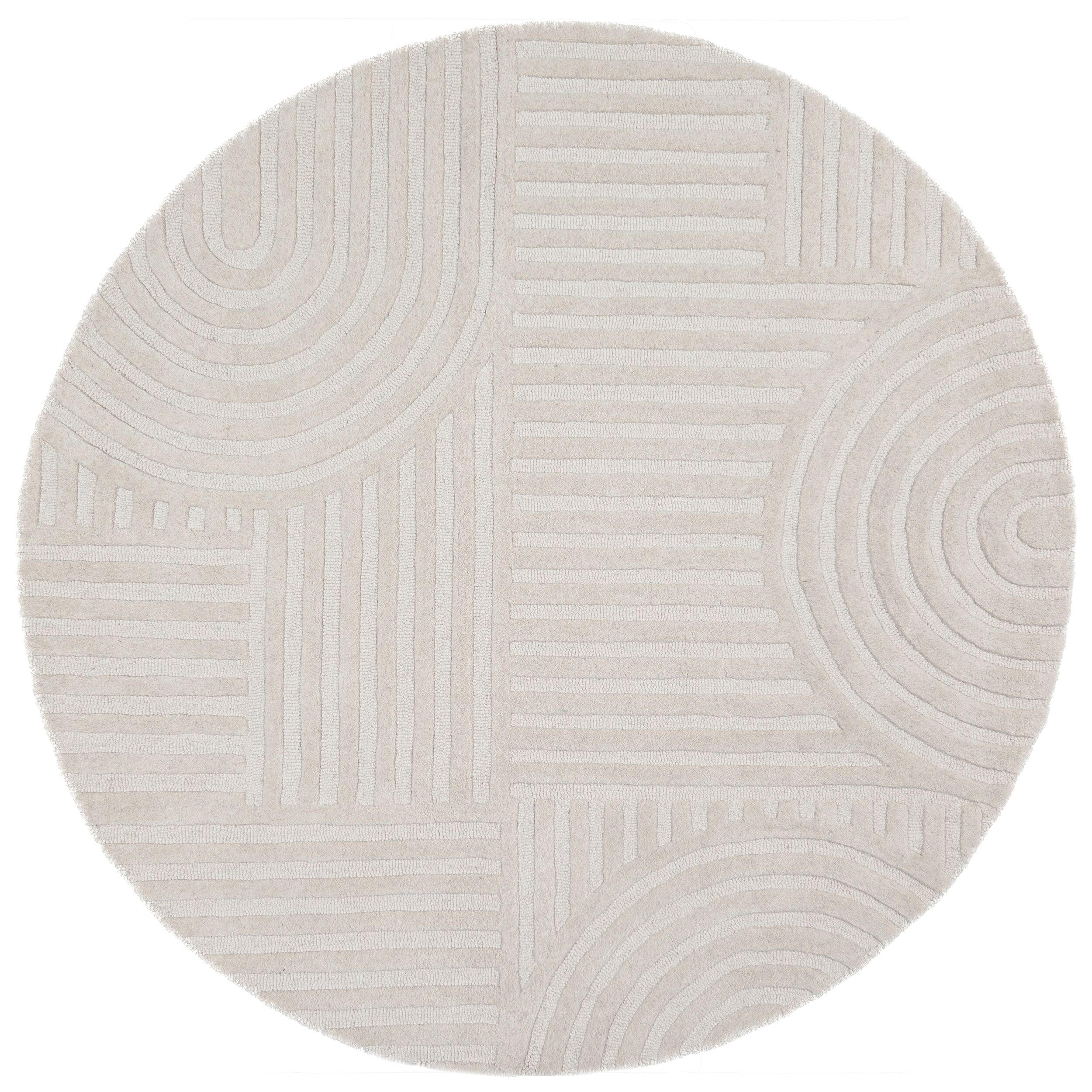 TEPPICH aus Wolle LEVEN in Elfenbein, geometrisch, Ø 160 cm - Champagner, Textil (160/160cm) - KADIMA DESIGN