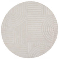 TEPPICH aus Wolle LEVEN in Elfenbein, geometrisch, Ø 160 cm - Champagner, Textil (160/160cm) - KADIMA DESIGN