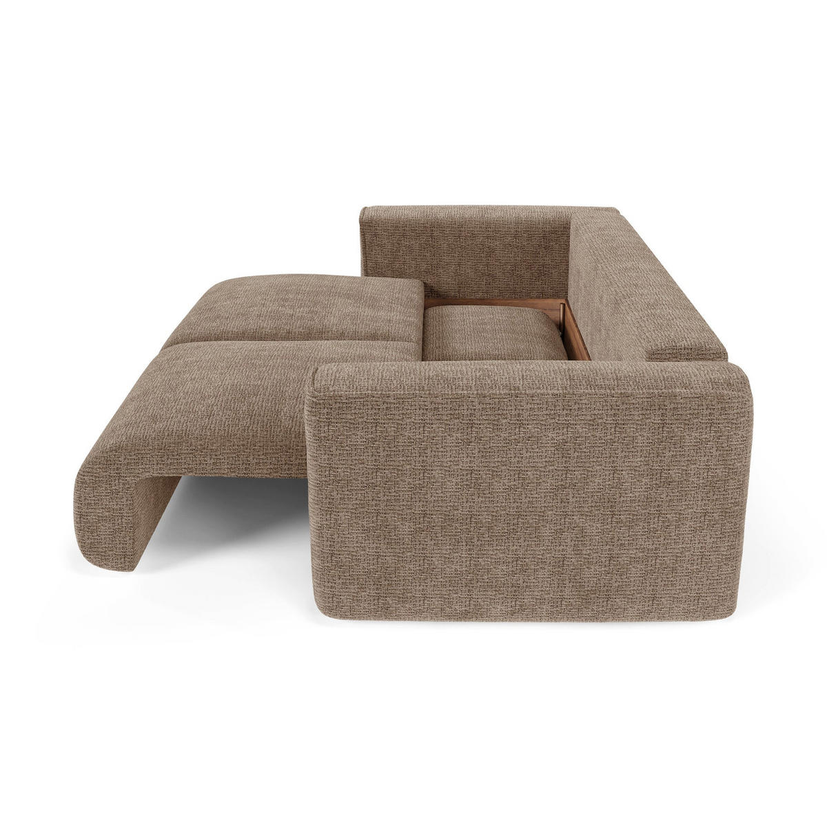 SCHLAFSOFA mit Stauraum COMO Kettgewebe mit weichem Griff Braun 254cm - Braun, Textil (254/78/95cm) - Premium Interiors
