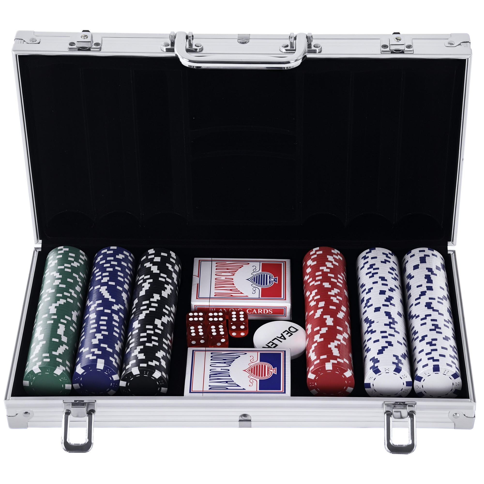 POKERKASETTE DE-18657 300 Jetons, 2 Kartendecks Aluminium - Silberfarben, Metall (205/38cm) - ComfortXL