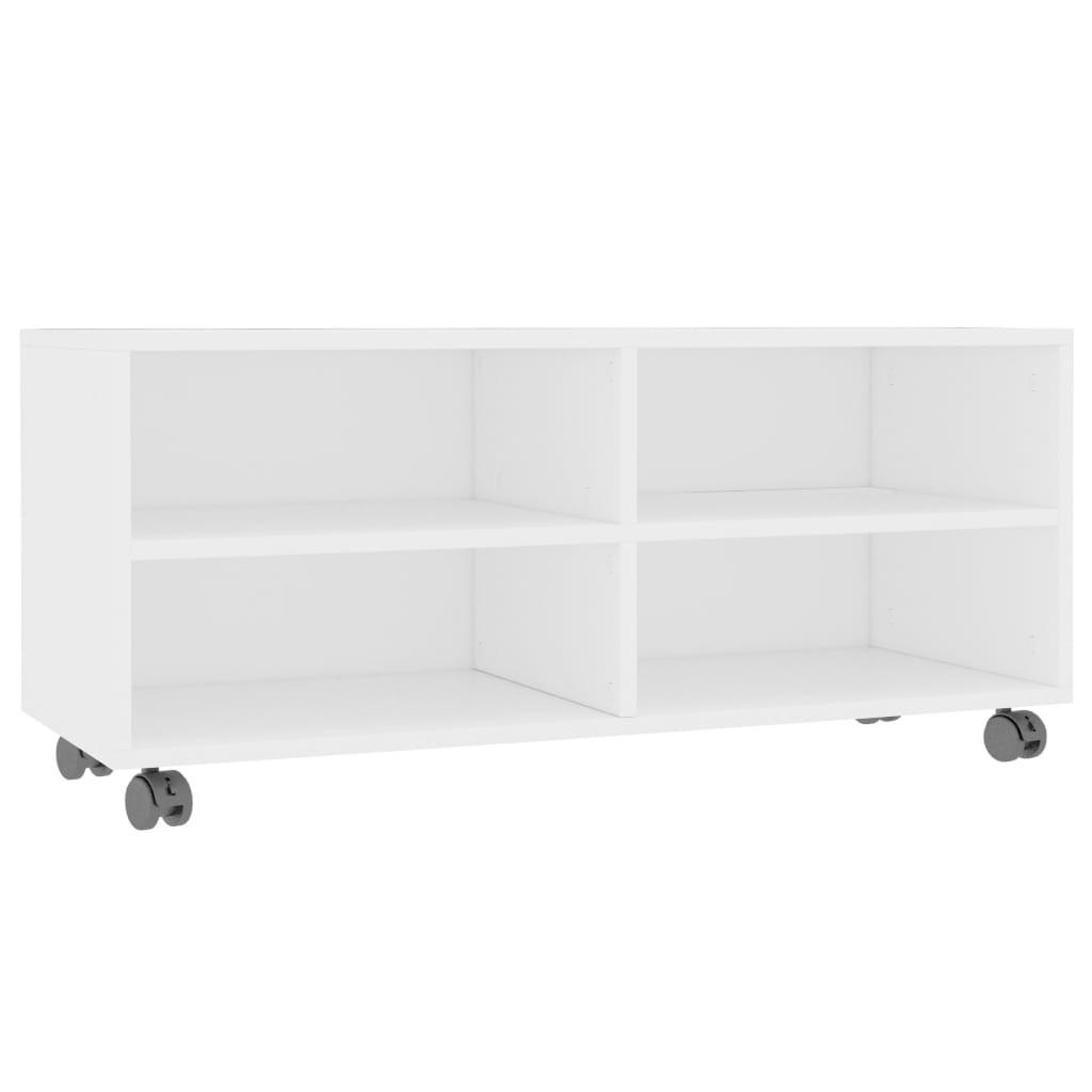 TV-SCHRANK mit Rollen Weiß 90x35x35 cm Holzwerkstoff - Weiß, Holzwerkstoff (90/35/35cm) - furnicato
