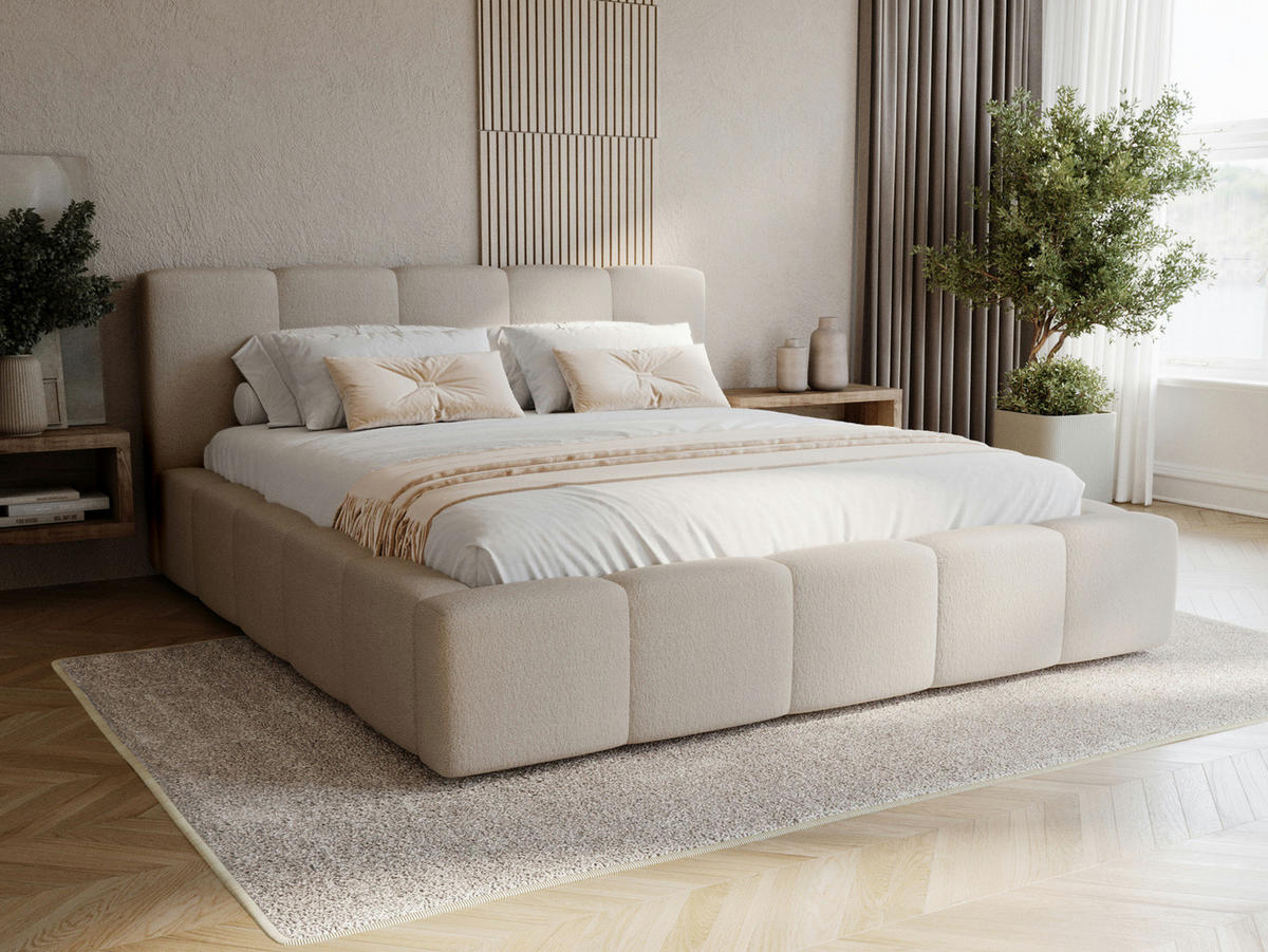 POLSTERBETT mit Bettkasten LARAS 180x200 Beige - Beige, Holzwerkstoff (180/200cm) - Compleo24