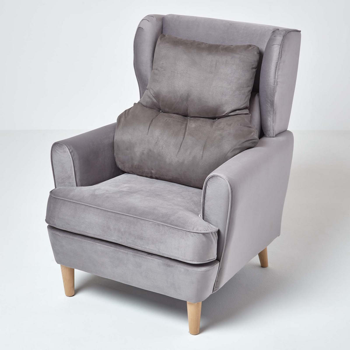 RÜCKENKISSEN grau 68/58 cm – Stützkissen für Sessel, Velours - Grau, Textil (68/15cm) - Homescapes