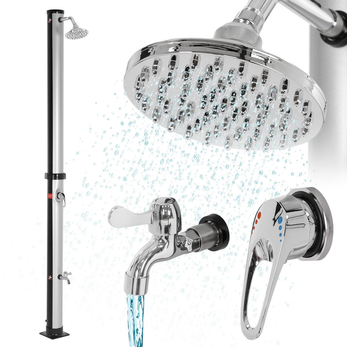 SOLARDUSCHE - Silberfarben, Kunststoff (11.5/210/11.5cm) - ML-DESIGN