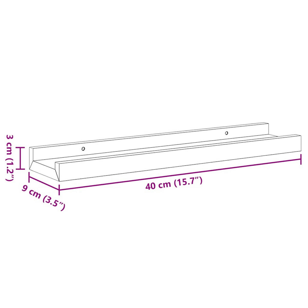 WANDREGALSET 4-teilig 40/9/3 cm aus MDF Schwarz Max. Belastbarkeit 5 KG - Schwarz, Holzwerkstoff (40/3/9cm) - vidaXL