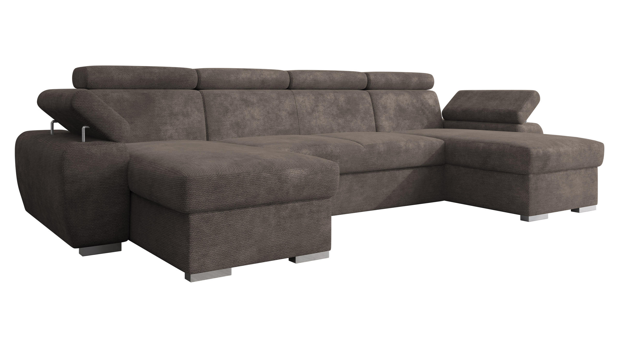 WOHNLANDSCHAFT Plaza U - Silberfarben/Braun, Holz/Kunststoff (323/85/170cm) - MIRJAN24