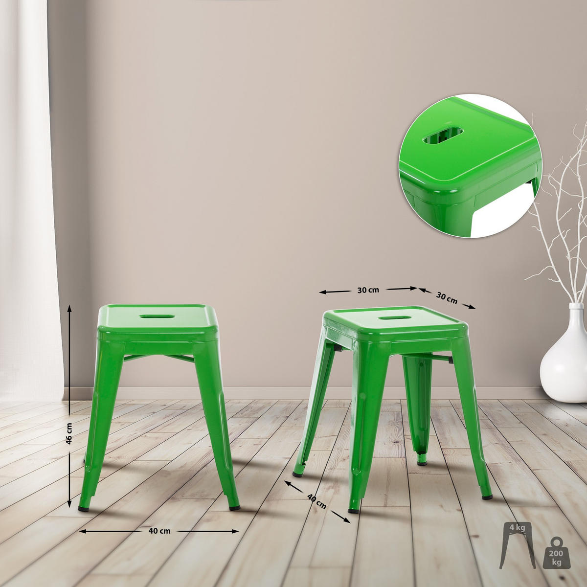 SITZHOCKER Arvida grün - Grün, Metall (40/46/40cm) - TPFLiving