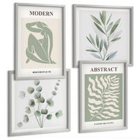 BILDER SET 4er Set - 50x50 cm & 40x60 cm Silberner Rahmen - Matisse entwirft Boho-Pflanzen - Silberfarben, Kunststoff (50/50cm) - TULUP