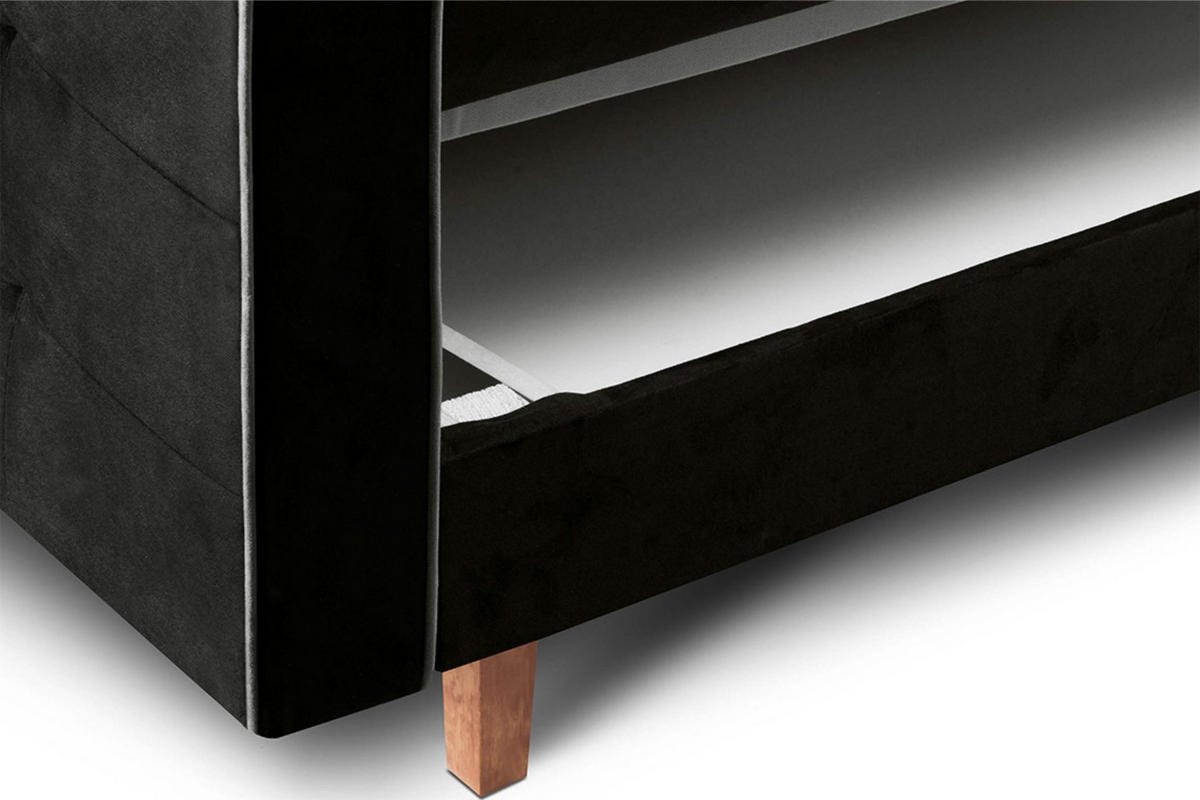 3-SITZER-SCHLAFSOFA DOZER mit 2 Zierkissen und Wellenunterfederung , Schwarz - Schwarz, Textil (223/94/93cm) - KONSIMO®