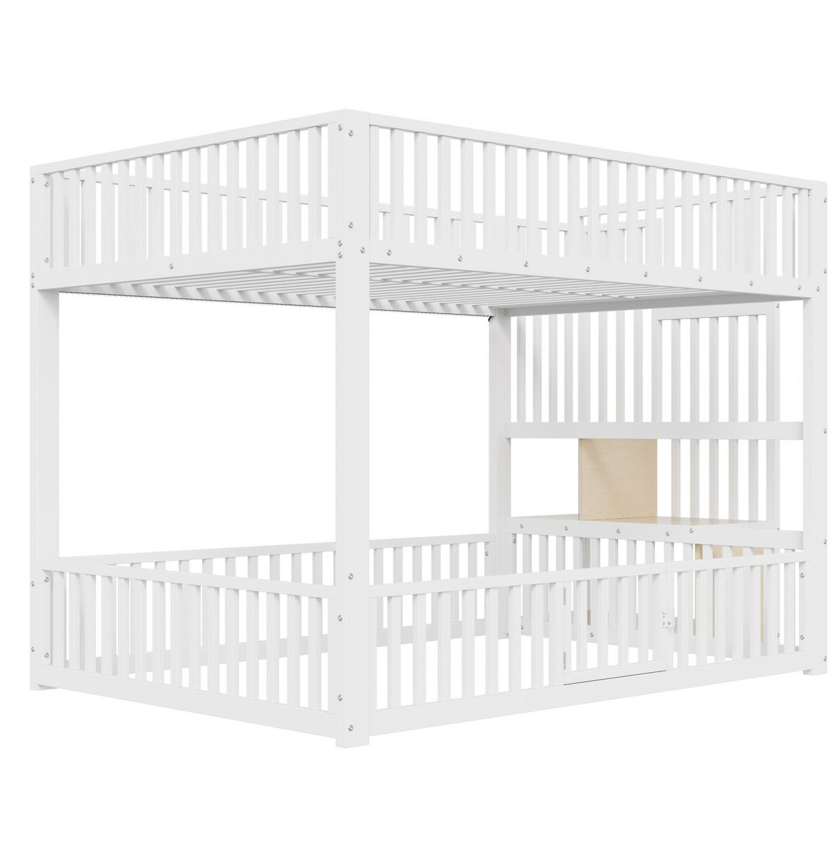 ETAGENBETT 140/200 cm weiß aus Metall und MDF mit LED - Weiß, Holzwerkstoff (140/200cm) - OKWISH