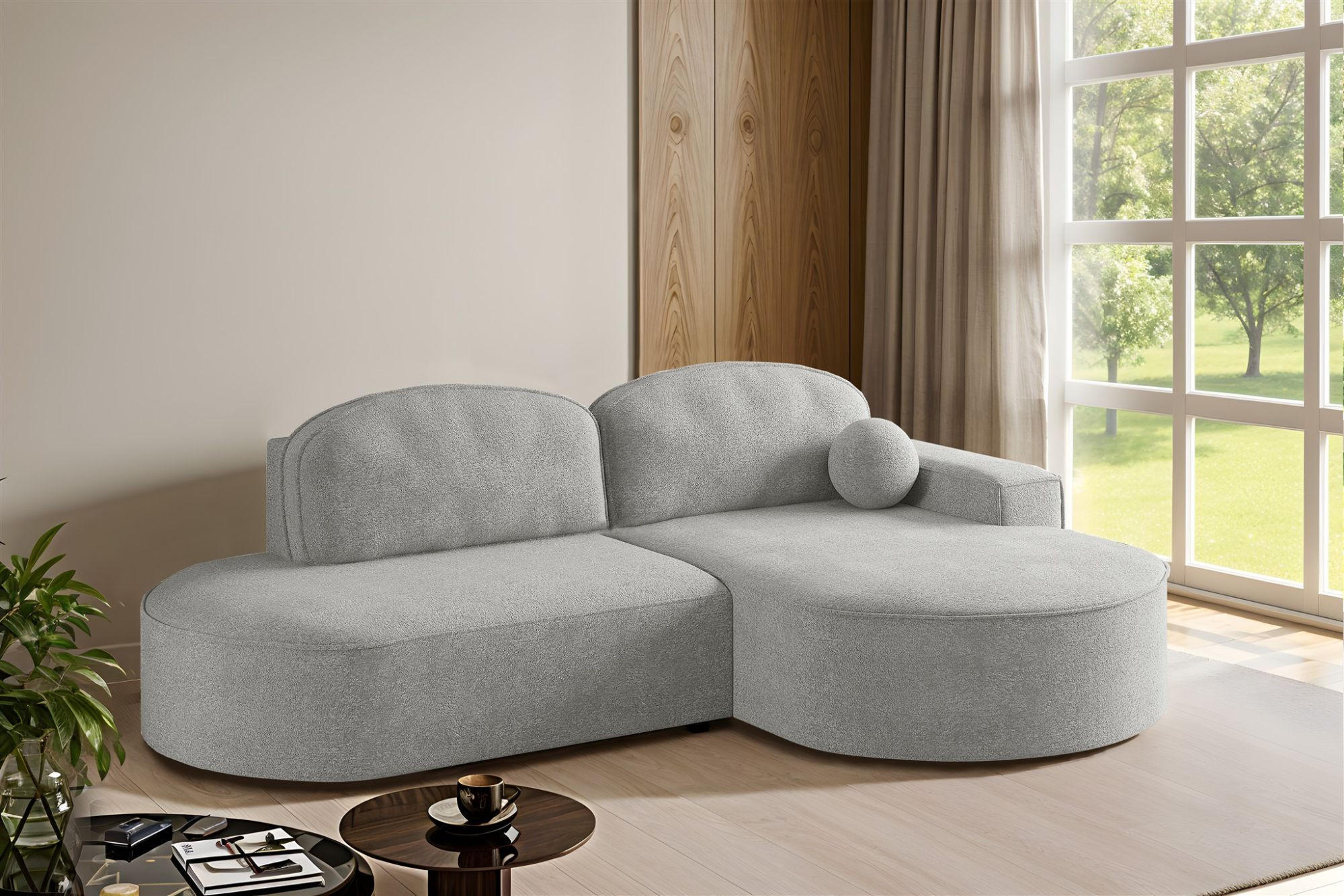 ECKSOFA Girona Mit Schlaffunktion - Grau, Holzwerkstoff/Textil (278/179cm) - Fun Möbel