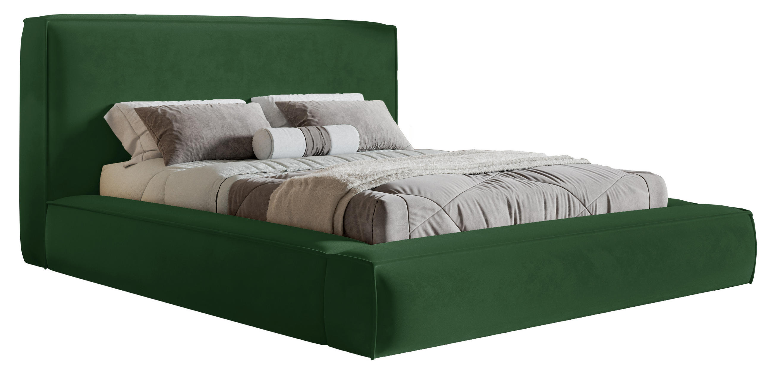 POLSTERBETT 160x200 Karano, Dicker Schaum, Bettkasten, Samt, Grün - Grün, Holz/Textil (160/200cm) - Emporius