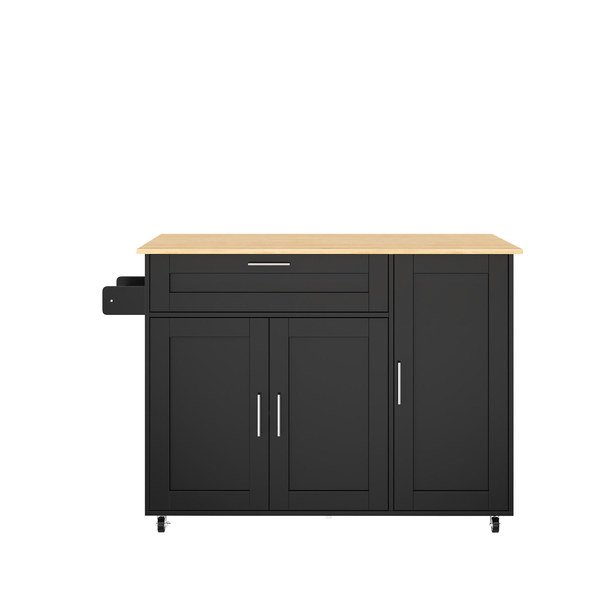 KÜCHENINSEL Schwarz-Natur 132.5/44/90 cm - Schwarz, Holzwerkstoff (132.5/90/44cm) - PANGIVO