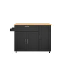 KÜCHENINSEL Schwarz-Natur 132.5/44/90 cm - Schwarz, Holzwerkstoff (132.5/90/44cm) - PANGIVO