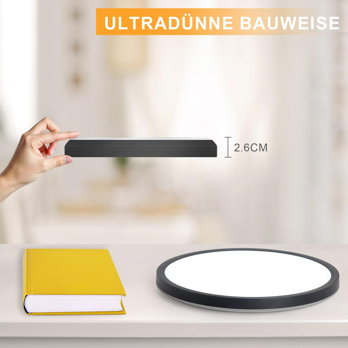 LED-DECKENLEUCHTE Maksymchuk 30/30/2.6 cm - Schwarz, Kunststoff (30/30/2.6cm) - Nettlife