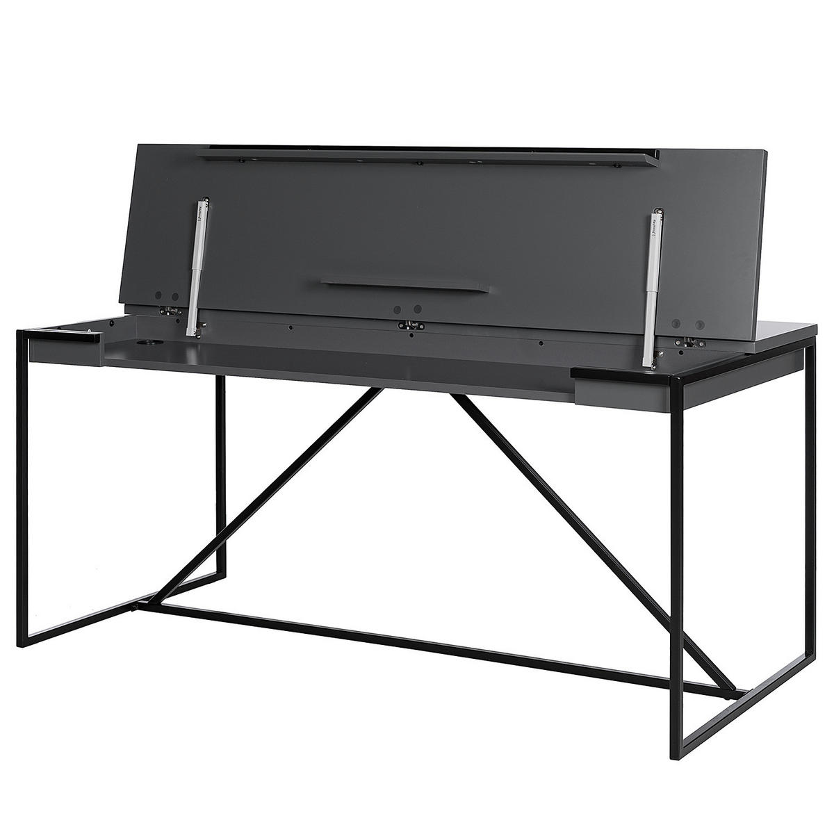 MULTIFUNKTIONSTISCH - Holzwerkstoff / Metall - Dunkelgrau, Holzwerkstoff/Metall (80/160/76cm) - home24