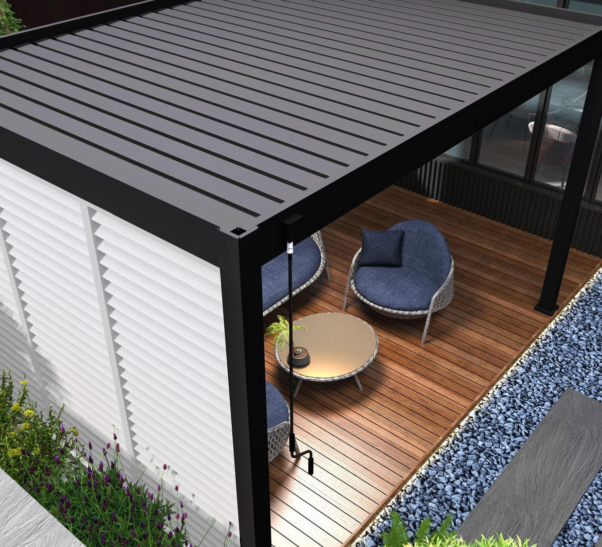 SEITENWAND Lamellenwand für Pergola 93 cm weiß drehbare Lamellen - Weiß, Metall (93/234/6cm) - WEIDE