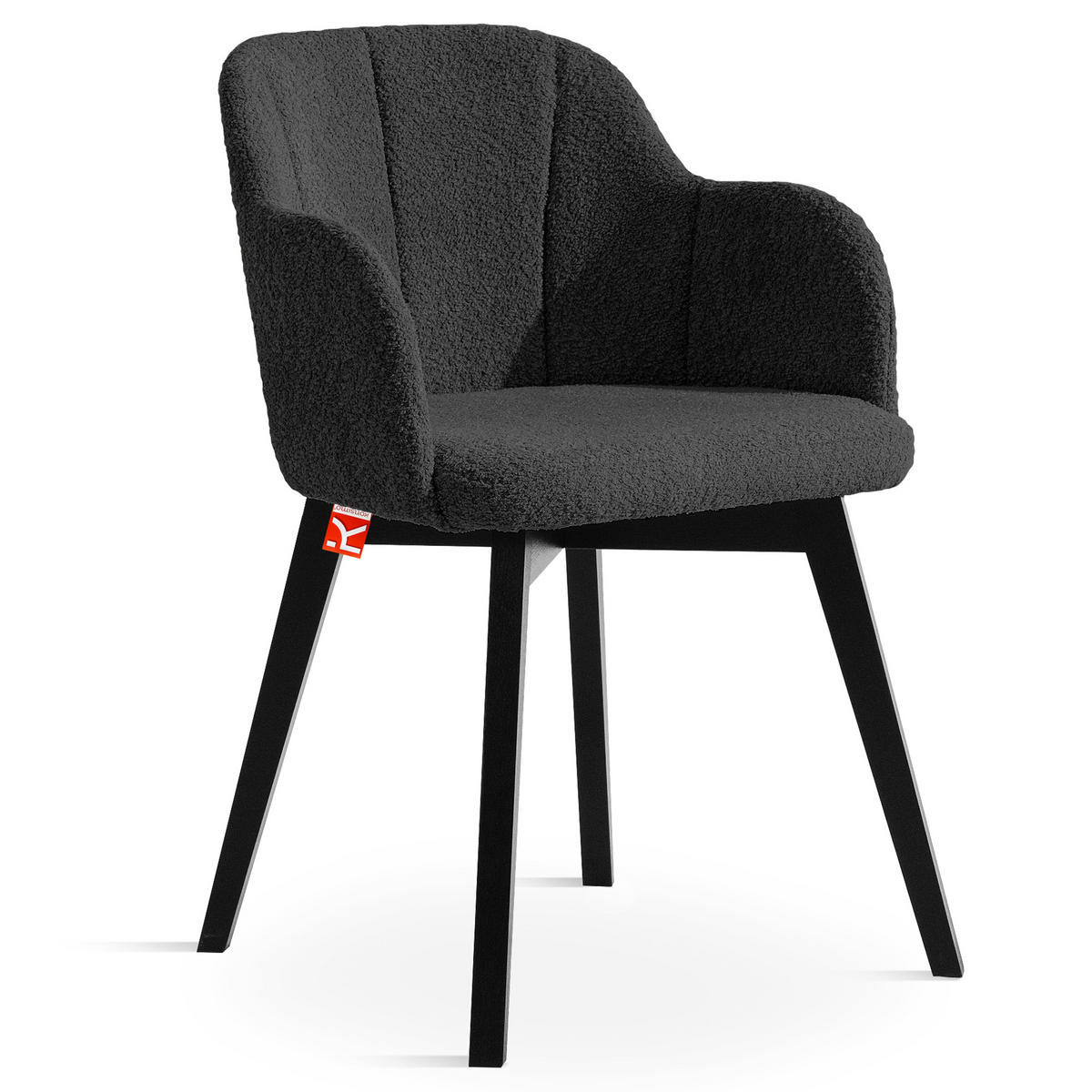 POLSTERSTUHL LONIS Esszimmerstühle 2er Set - Schwarz, Holz/Textil (55/82/54cm) - KONSIMO®