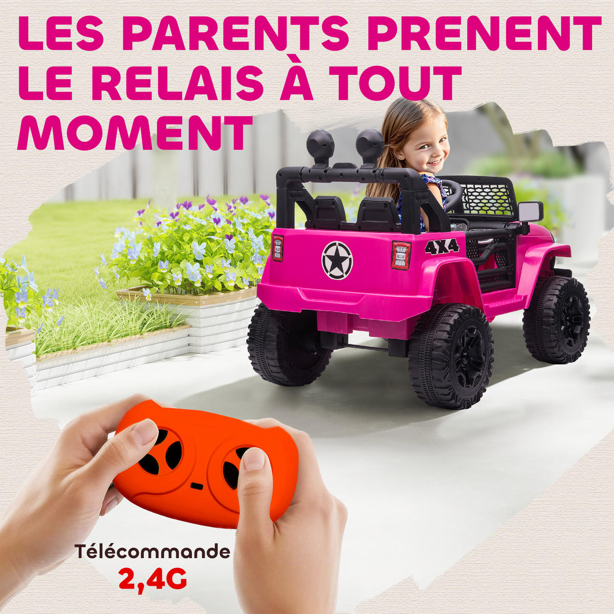 ELEKTRO-KINDERAUTO DE-13082 Heckantrieb Rosa - Pink, Kunststoff (100/65/72cm) - ComfortXL