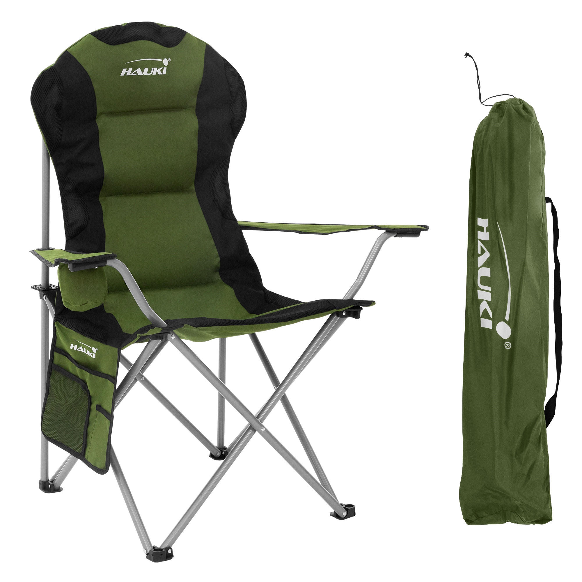 CAMPINGSTUHL khaki - Grün, Metall (95/110/56cm) - Hauki