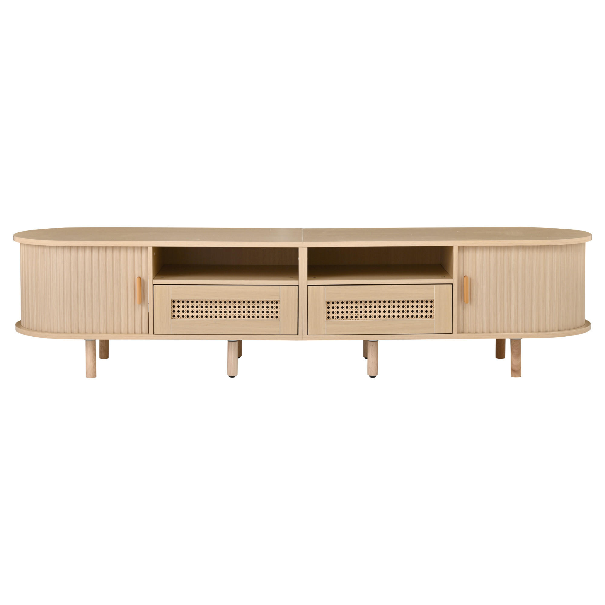 TV-SCHRANK 170/40/40 cm Holzfarbe mit 2 Rattan-Schubladen und 2 Türen - Eichefarben, Holz/Holzwerkstoff (170/40/40cm) - Oxeza