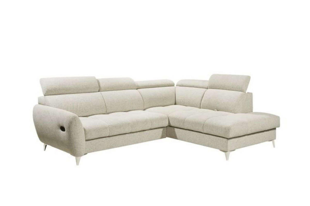 ECKSOFA mit elektrischer Sitztiefenverstellung und Bettkasten - Taupe/Chromfarben, Holz/Holzwerkstoff (216/282cm) - ed exciting design