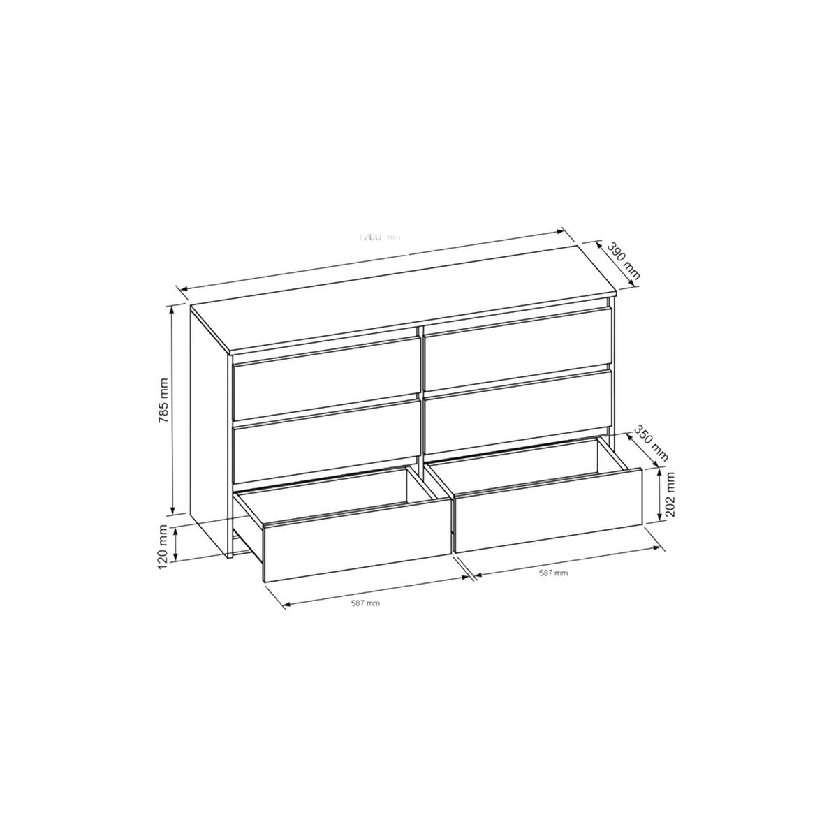 KOMMODE NUDO 120/78,5/39cm mit 6 Schubladen Türen Sonoma Eiche - Weiß/Sonoma Eiche, Holzwerkstoff (120/78.5/39cm) - MASSENO