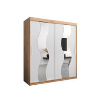 SCHWEBETÜRENSCHRANK 200/180/62 2-türig - Silberfarben/Weiß, Holz/Kunststoff (180/200/62cm) - Abiks Möbel