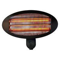 HALOGEN-HEIZUNG für Wandmontage Schwarz für Außenbereich und Bad 2000 W - Schwarz, Kunststoff/Metall (50/32/15cm) - Purline