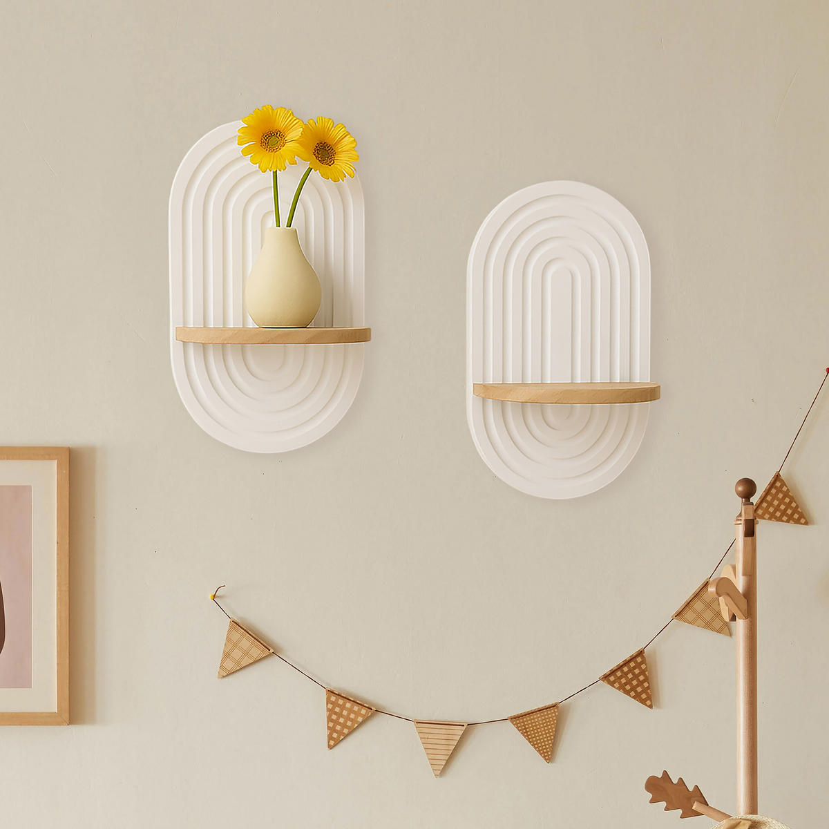 2XWANDREGAL - Weiß, Holz/Holzwerkstoff (20/33/15cm) - Relaxdays