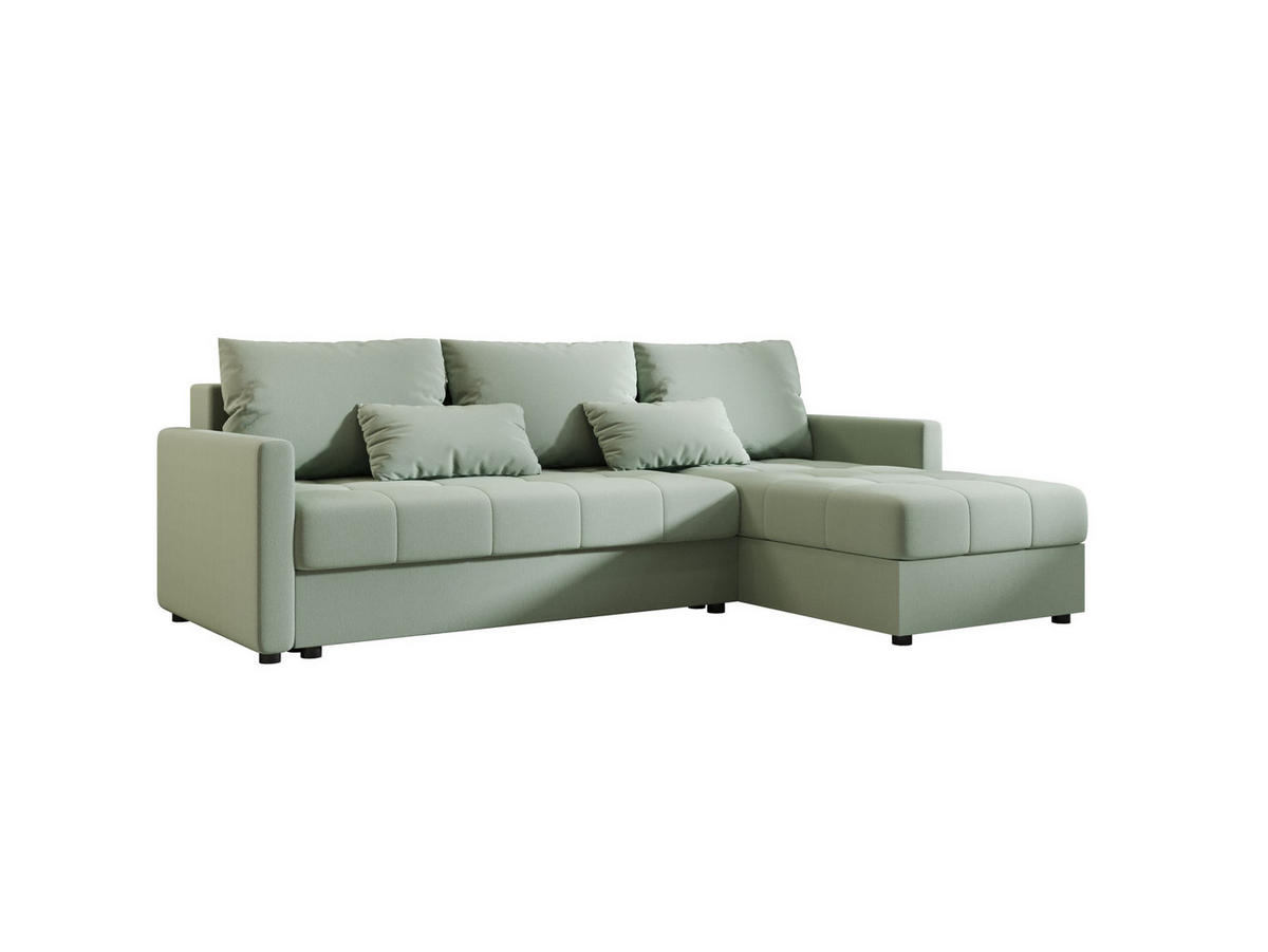 ECKSOFA MOS L BIS Cosmic 16 Rechts mit Schlaffunktion - Hellgrün, Textil (220/143cm) - Bedante