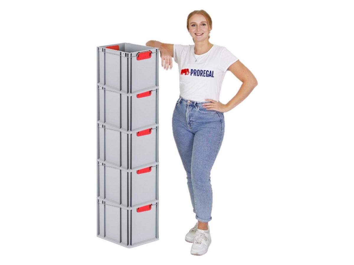 EUROBOX 5x Nextgen Color 32x30x40cm 30 Liter Griffe Rot Geschlossen - Rot, Kunststoff (30/32/40cm) - PROREGAL