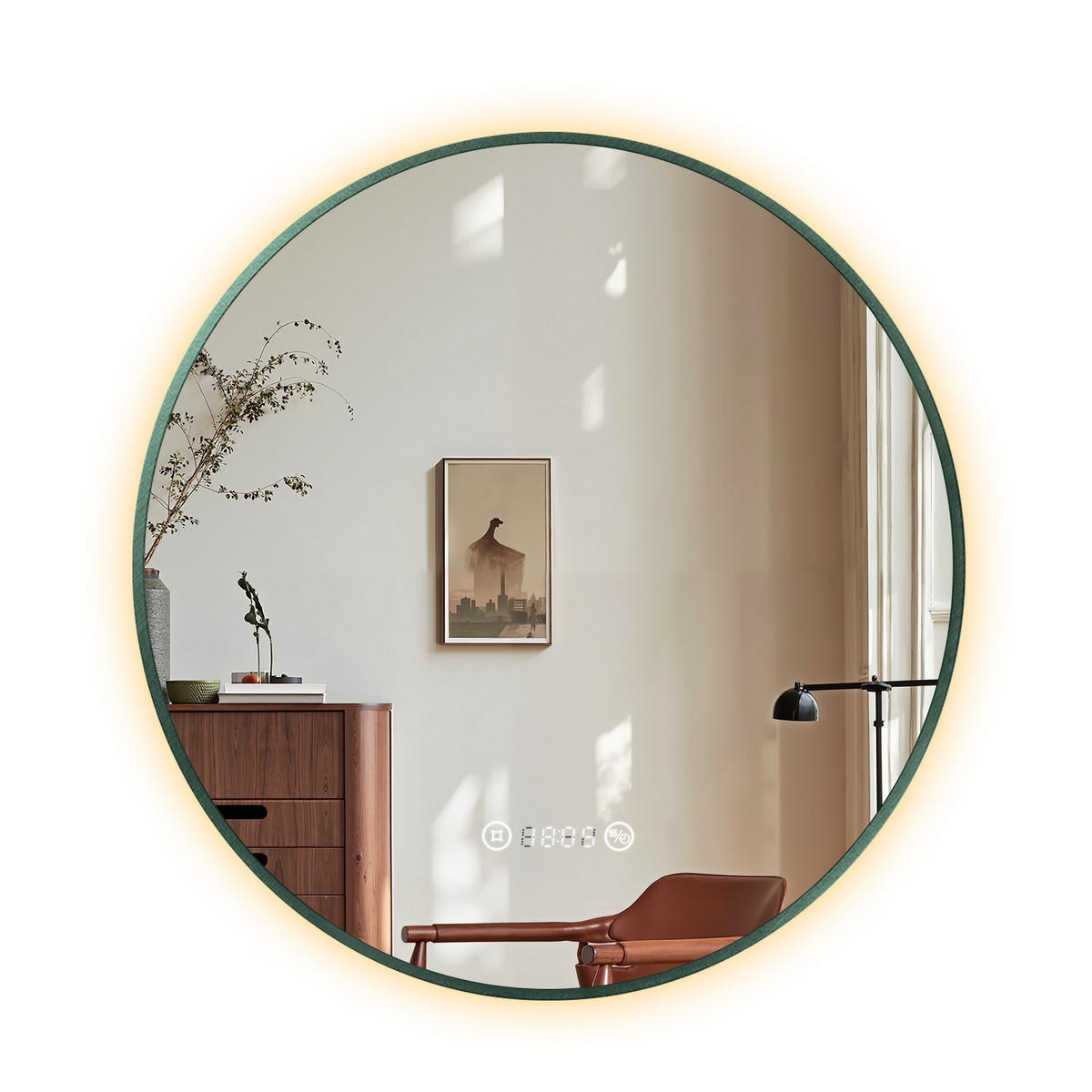 BADSPIEGEL Rund mit Beleuchtung Grün ф70 cm - Grün, Glas (70/3.1/70cm) - EMKE