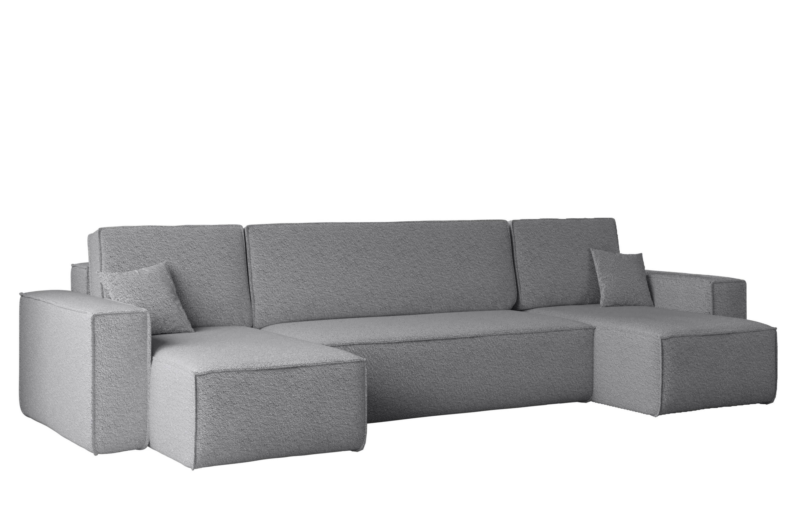 ECKSOFA Mit Schlaffunktion Und Bettkasten U-form BEST stoff Abriamo Grau - Grau, Holz (98/312cm) - Kaiser Möbel