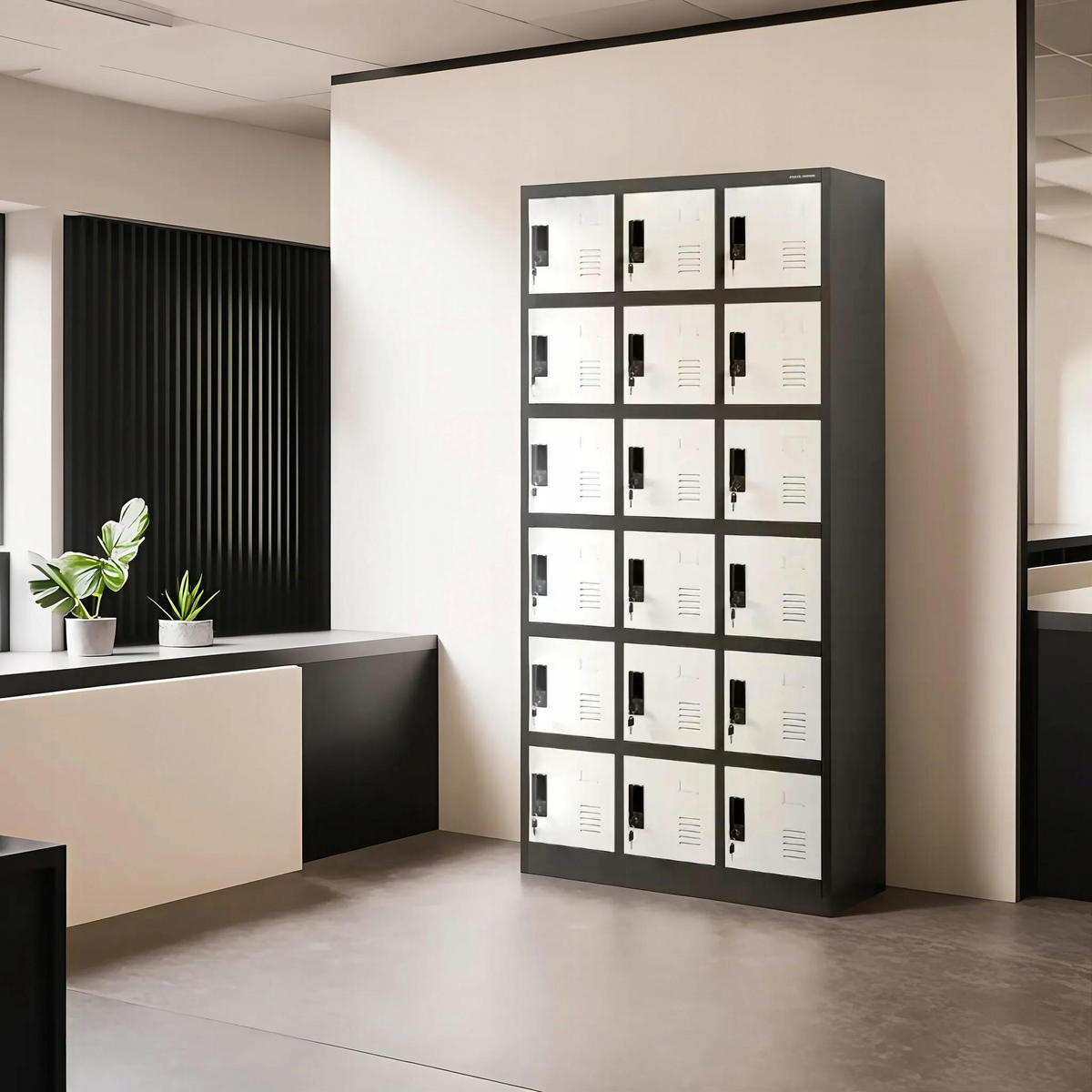 SCHLIESSFACHSCHRANK KAROL - Anthrazit/Weiß, Metall (90/185/40cm) - Jan Nowak