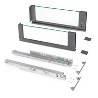 AUSSENSCHUBLADE Vertex 40Kg mit Glas-Einschubelement 178mm hoch, 500mm tief, Stahl und Aluminium und Glas, Anthrazitgrau - Anthrazit, Metall (1.3/18/50cm) - EMUCA